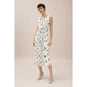 Jason Wu 100% Silk Floral Print V-Neck Sleeveless Midi‎ Ruffle Dress Size 2 XS